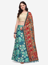 Printed Semi-Stitched Lehenga & Unstitched Blouse With Dupatta-Tan and red