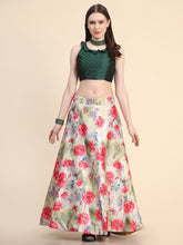 Printed Semi-Stitched Lehenga & Unstitched Blouse With Dupatta-green