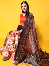 Printed Semi-Stitched Lehenga & Unstitched Blouse With Dupatta-orange