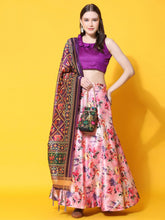 Printed Semi-Stitched Lehenga & Unstitched Blouse With Dupatta