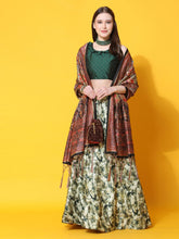 Printed Semi-Stitched Lehenga & Unstitched Blouse With Dupatta