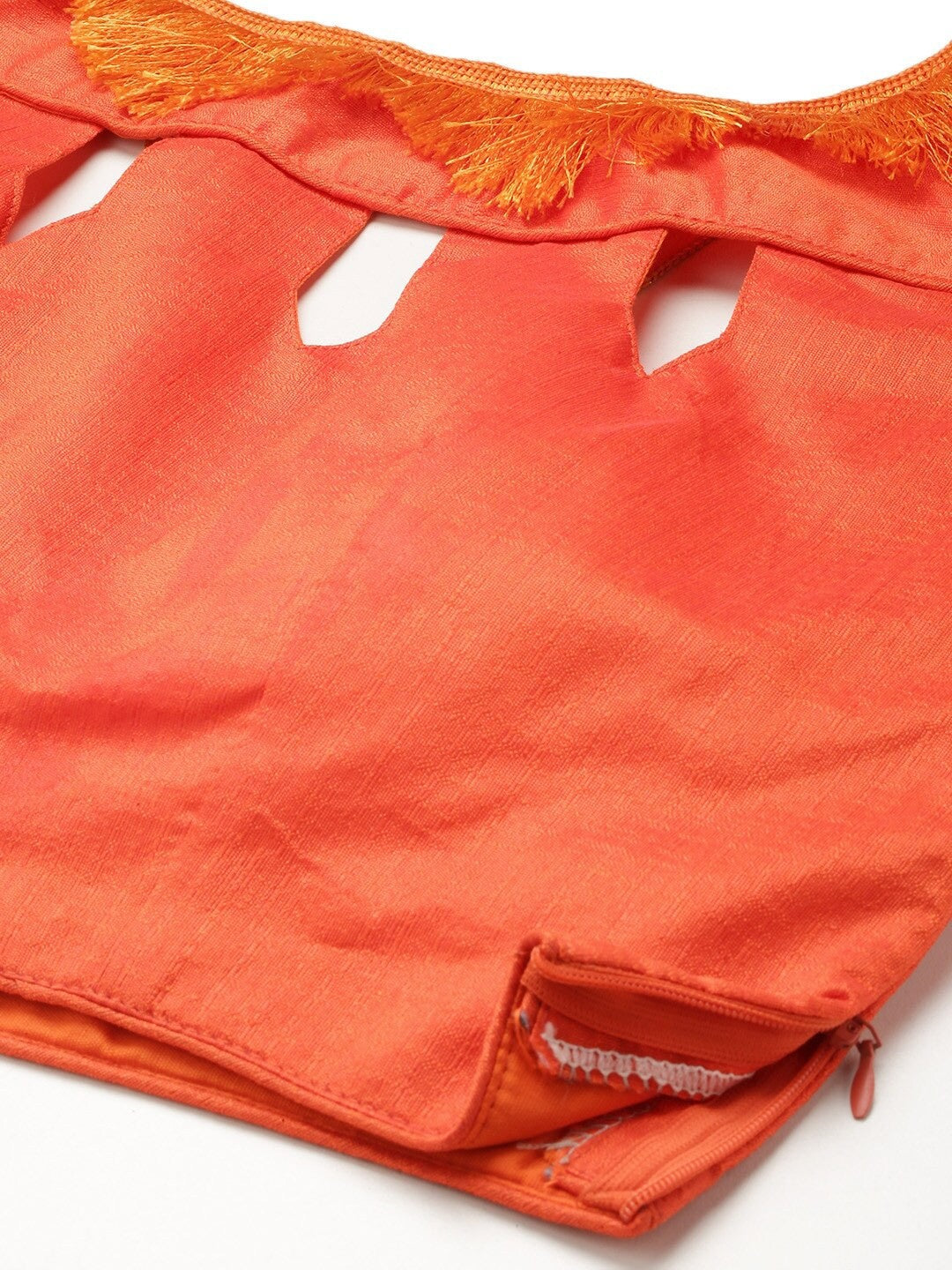 Printed Semi-Stitched Lehenga & Unstitched Blouse With Dupatta-blue and yellow