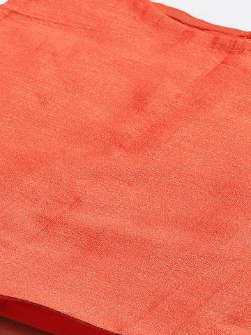 Printed Semi-Stitched Lehenga & Unstitched Blouse With Dupatta- cream and orange