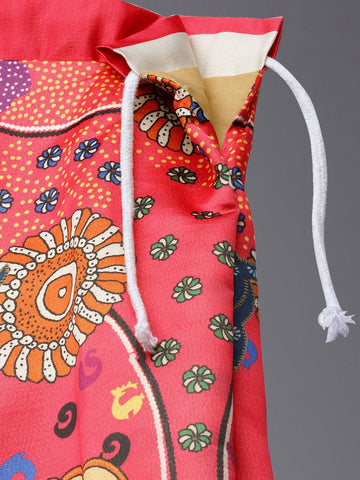 Printed Semi-Stitched Lehenga & Unstitched Choli-pink and black