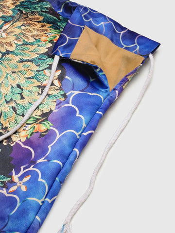 Printed Semi-Stitched Lehenga & Unstitched Blouse With Dupatta-blue and yellow