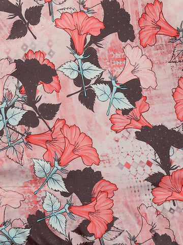 Printed Semi-Stitched Lehenga & Unstitched Blouse With Dupatta-Cream and maroon