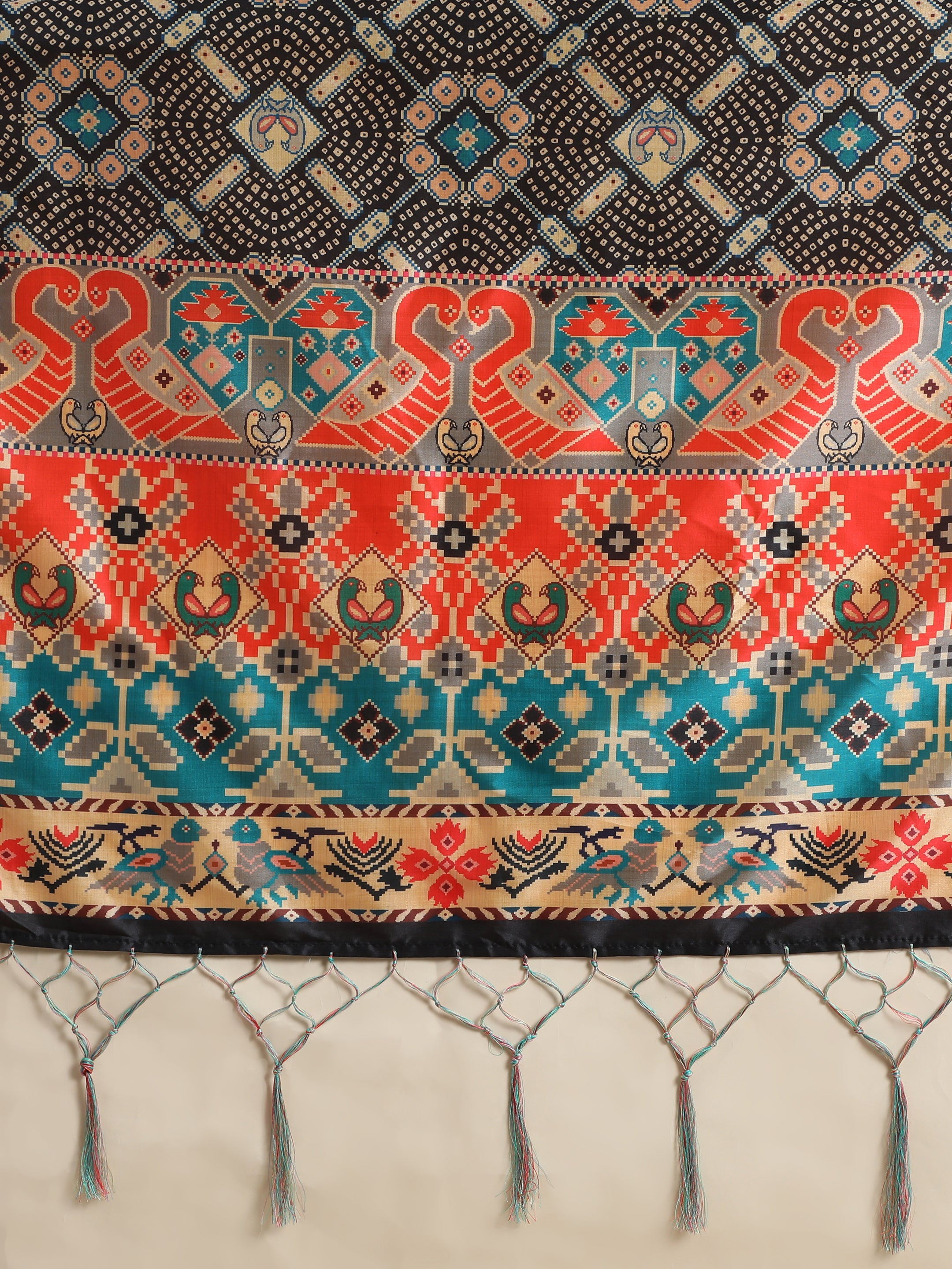 Black & Grey Printed Semi-Stitched Lehenga & Blouse With Dupatta