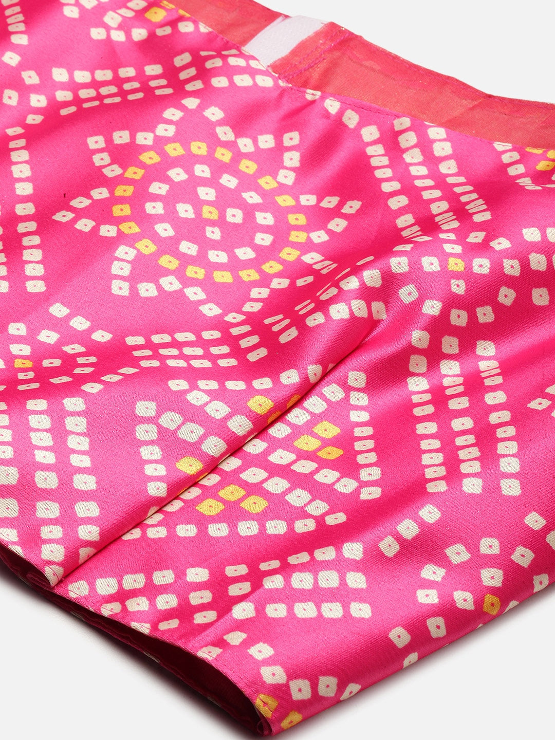 Floral Printed Pink Semi-Stitched Lehenga with Unstitched Blouse - Satin & Raw Silk